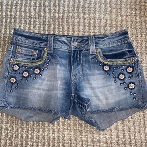 Miss Me Embroidered Jean Shorts